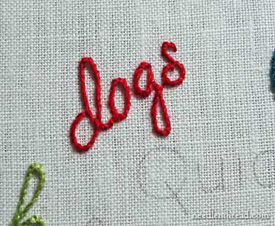 Hand Embroidered Lettering: Stem Stitch on a Small Word