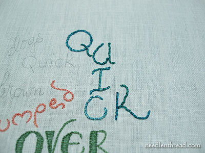 Hand Embroidered Lettering and Text with Treenway Silk