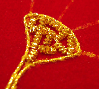 Beginning the Goldwork on the Beetle Wing Project