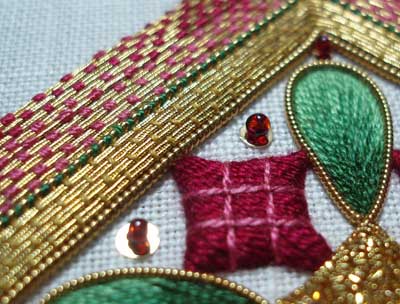 Hand Embroidery: Goldwork and Silk Christmas Ornament