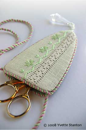 Merezhka Poltavska: Ukrainian Drawn Thread Embroidery scissor sheath by Yvette Stanton