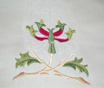 Hand Embroidered Stole in Silk Thread on Silk Fabric