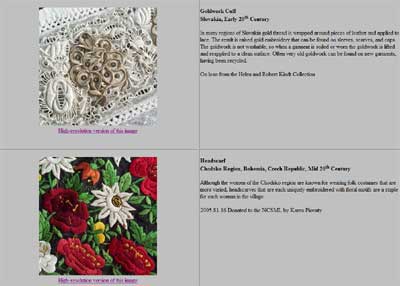 Czech & Slovak Textile Exhibit: Embroidery, Lace, Goldwork, and Leather Goods