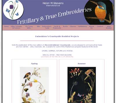 Helen M. Stevens Embroidery Kits available on Fritillary