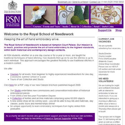 Royal School of Needlework Website