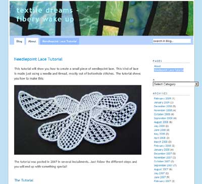 Needlepoint Lace Tutorial on Textile Dreams website