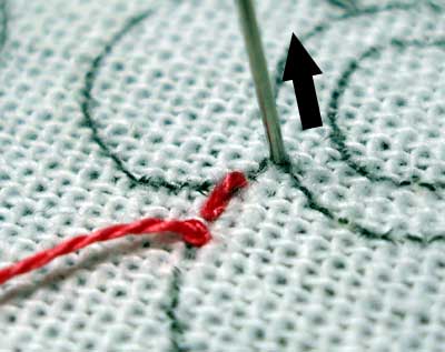 How to begin your embroidery thread: using anchor stitches on a line