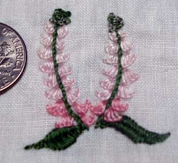 flowers worked in buttonhole stitch with floche