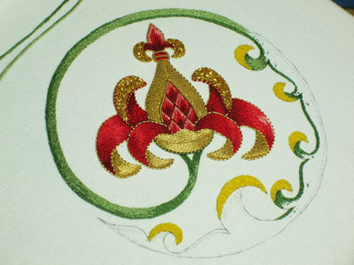 Goldwork Embroidery Project: Progress on the Stem