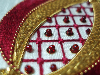The Golden Pomegranate designed by Margaret Cobleigh, stitched by me
