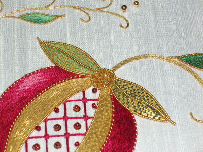 The Golden Pomegranate designed by Margaret Cobleigh, stitched by me