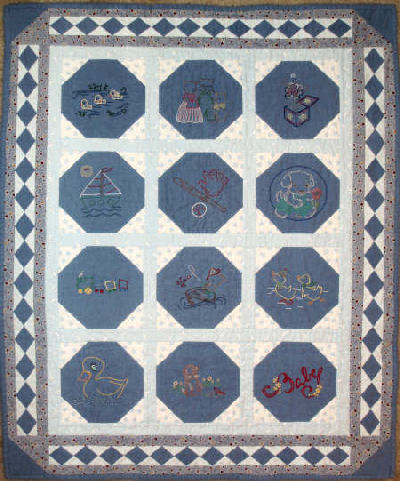 Embroidered Baby Quilt in flannel