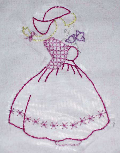 Little Dutch Girl embroidered quilt square
