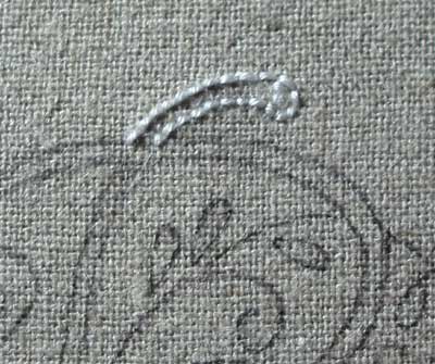 White Hand Embroidered Monogram on Oatmeal Linen Guest Towel