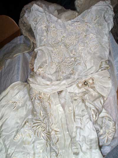 Hand Embroidered Silk Wedding Dress from 1914