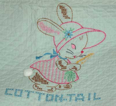 Cross Stitch Baby Blanket on Vintage Embroidered Baby Quilt  Peter Rabbit And Company