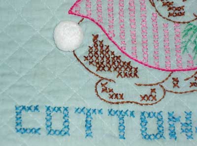 Vintage Embroidered Baby Quilt: Peter Rabbit and Company