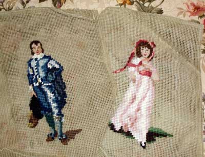 Pinkie and Blue Boy in needlepoint