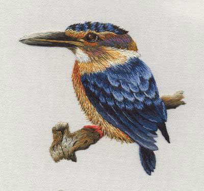 African Pygmy Kingfisher embroidery kit by Trish Burr