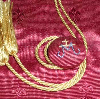 Embroidered Pouch for church linens, with cord and button closure