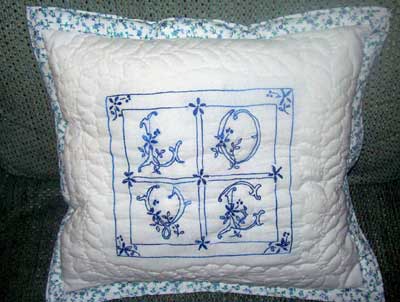 Hand Embroidered and Quilted Pillow