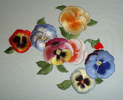 Pansies - Japanese Embroidery