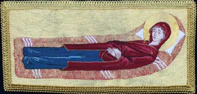 Dormition of the Virgin Mary Embroidered in Silk and Gold
