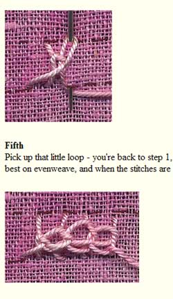 Half of a plaited braid stitch