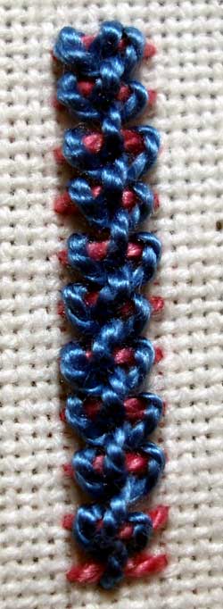 Raised Chain Stitch that forms a band or line
