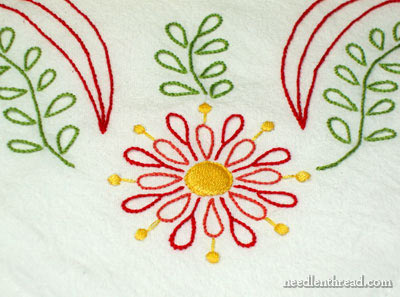 Hand embroidery on a flour sack towel