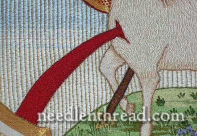 Hand Embroidered Agnus Dei - blood worked in stem stitch