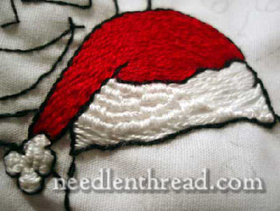 My curly wool stitch on Santa's cap