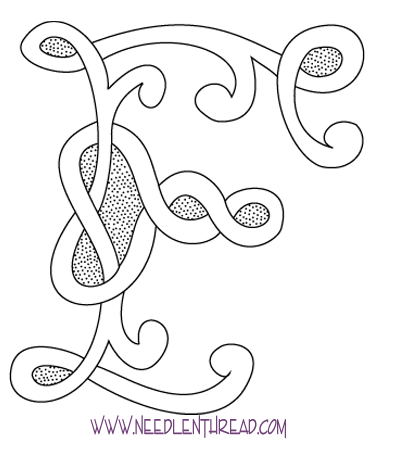 Celtic Monogram for Hand Embroidery the Letter F