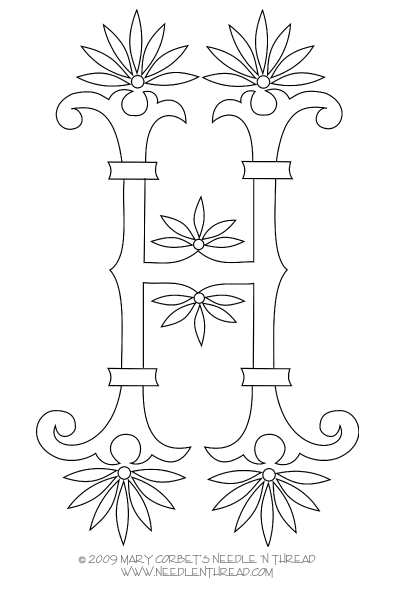 Monogram for Hand Embroidery: Fan Flower H – NeedlenThread.com