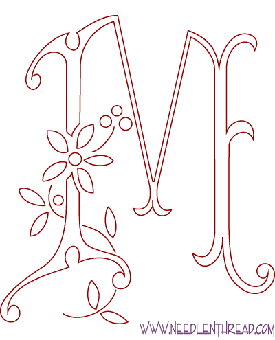 Free Hand Embroidery Pattern: The Letter M