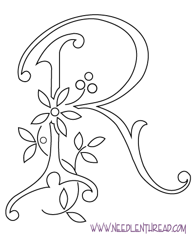 Logo Design Letter on Monogram For Hand Embroidery  Letter R     Needle   Nthread Com