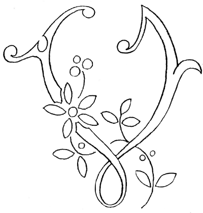 Monogram Hand Embroidery Letter V