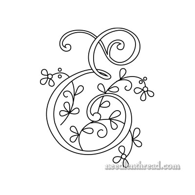 Monograms for Hand Embroidery: Delicate Spray D, E, F