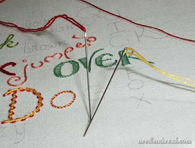 Hand Embroidered Lettering on www.needlenthread.com