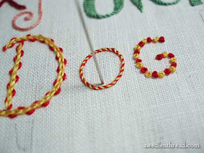 Hand Embroidered Lettering on www.needlenthread.com