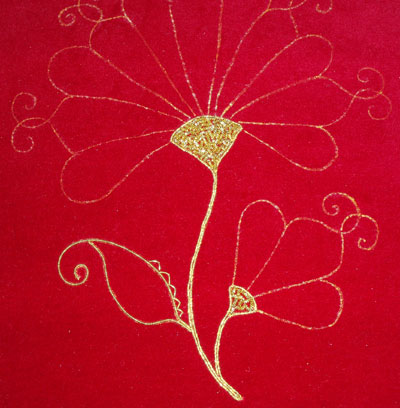 Beginning the Goldwork on the Beetle Wing Project