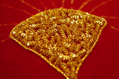 Beginning the Goldwork on the Beetle Wing Project