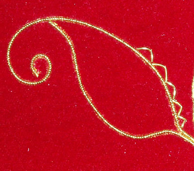 Beginning the Goldwork on the Beetle Wing Project