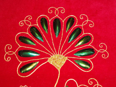 Goldwork Embroidery and Beetle Wings