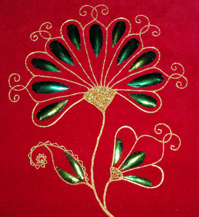 Goldwork Embroidery and Beetle Wings