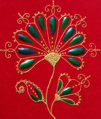 Beetle Wing and Goldwork Embroidery