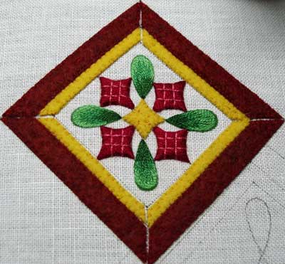 Hand Embroidered Christmas Ornament in Silk and Goldwork