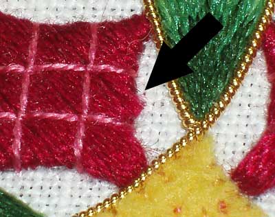 Hand Embroidered Christmas Ornament in Silk and Goldwork