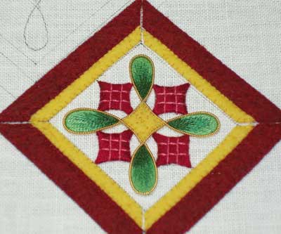 Hand Embroidered Christmas Ornament in Silk and Goldwork