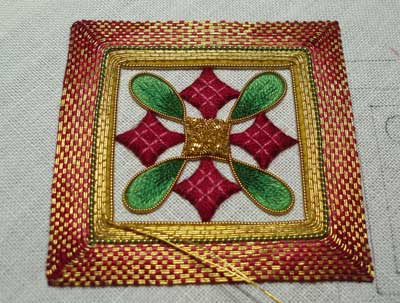 Goldwork and Silk Hand Embroidered Christmas Ornament